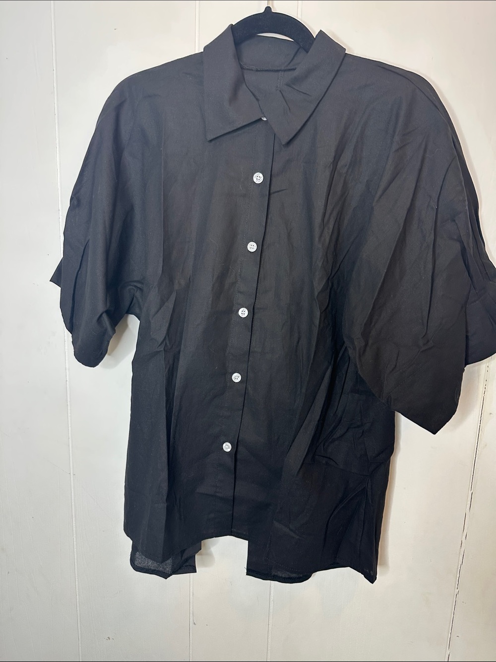 Source Unknown cotton Black Short-Sleeve Button-Up Blouse